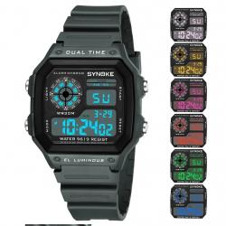 Montre Tactique Homme Grise Numérique Étanche Multifonction Sport Outdoor Rando Course Chasse Pêche