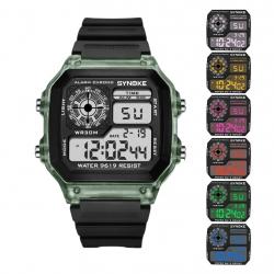 Montre Numérique Verte Transparente Étanche Homme Sport - Multifonction Course Outdoor Randonnée