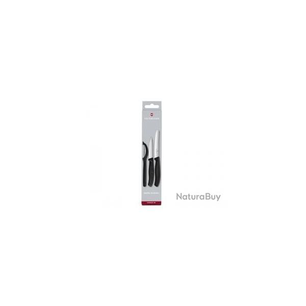 Set 3 pices Victorinox couteau, couteau de table, ple-tomates manche noir