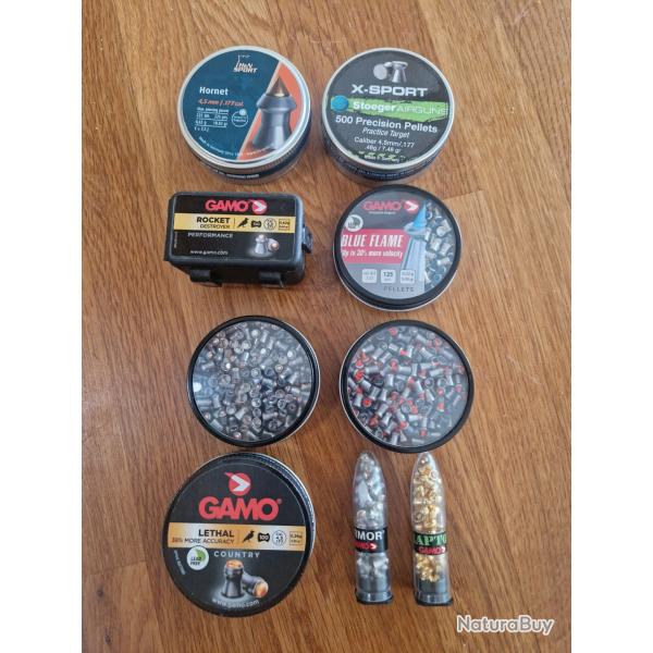 A vendre lot de plombs DIVERS 4.5mm / .177 cal