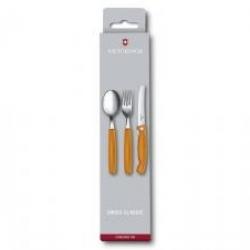 Set de 3 couverts inox Victorinox manche orange (couteau office, fourchette, cuillère à soupe)