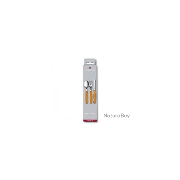 Set de 3 couverts inox Victorinox manche orange (couteau office, fourchette, cuillre  soupe)