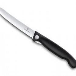 Couteau office pliant Victorinox lame inox, bout rond, à cran intérieur, manche 13 cm noir