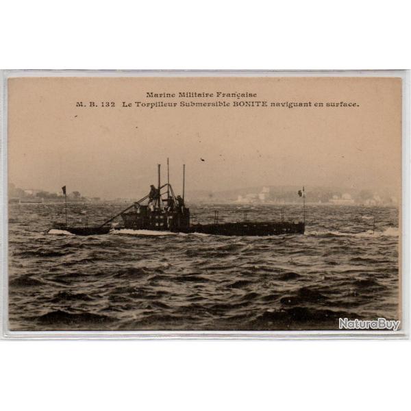 CPA - MARINE DE GUERRE - Le Torpilleur Submersible " BONITE " naviguant en surface  N1083