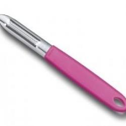 Eplucheur VICTORINOX, deux fentes, à dents, manche rose