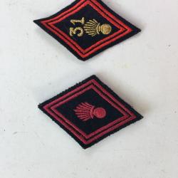 insigne losange type 45 d infanterie , regiment 31 et un non identifié