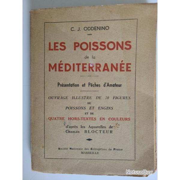 RARE ! Les poissons de la mditerrane, 1948 Prsentation et pches d'amateur