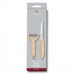 Set 2 pièces Victorinox manche orange pastel couteau de table + péle-tomates