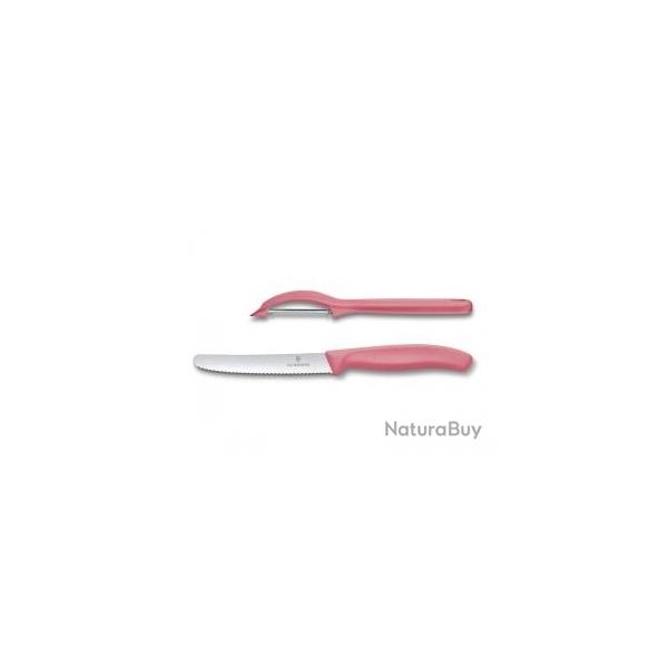 Set 2 pices Victorinox manche rouge pastel couteau de table + ple-tomates