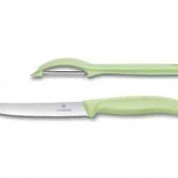 Set 2 pièces Victorinox manche  vert couteau de table + péle-tomates