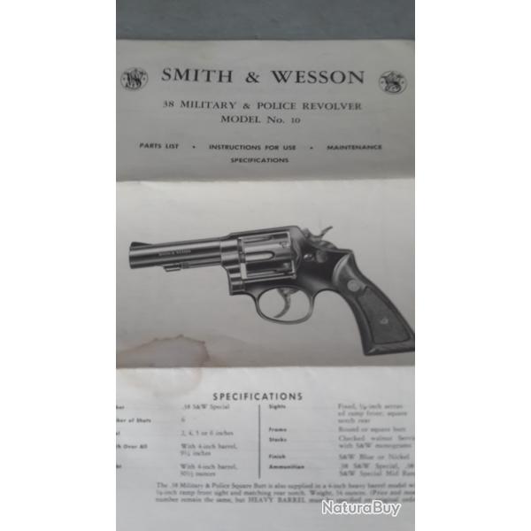 NOTICE D'UTILISATION ET D'ENTRETIEN REVOLVER  SMITH & WESSON
