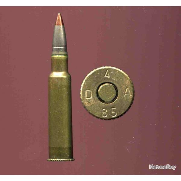 7.5 x 55 R Suisse Spotter - RARE - balle traceuse pointe rouge - culot crant - marquage : D 4 A 85
