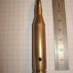 une cartouche de 5,6x61 Vom Hofe super express rimless neutralisée, percée, percutée,pour collection