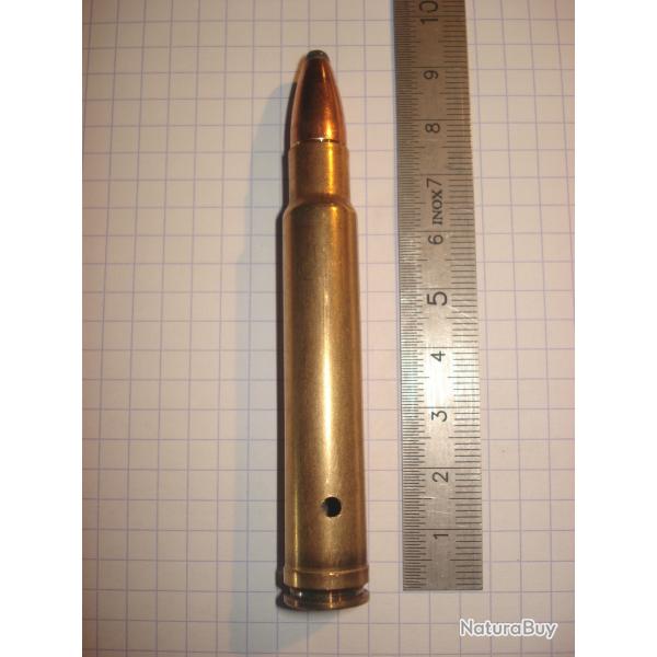 une cartouche de 375 weatherby neutralise, amorce percute, tui perc, pour collection