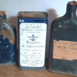 lot d' ancien bidons de poudre vide