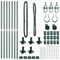 Ensemble de poteaux de clôture avec plaques de base 7 pcs Vert