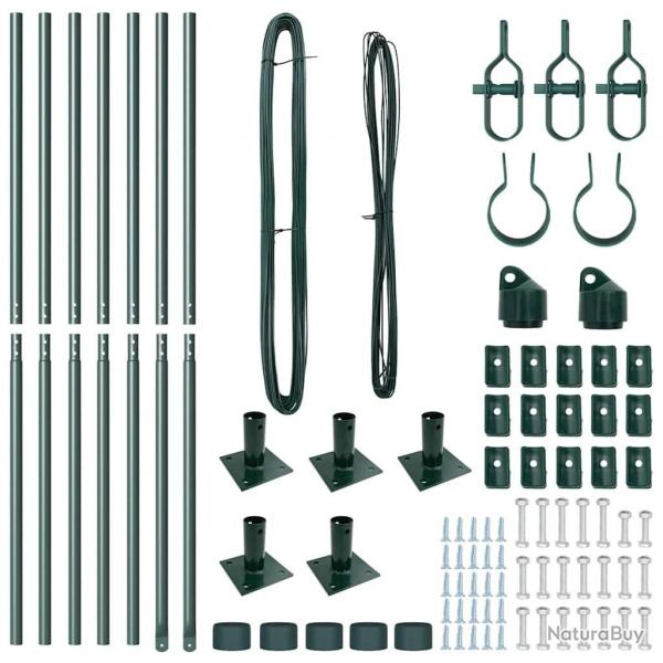 Ensemble de poteaux de clture avec plaques de base 7 pcs Vert