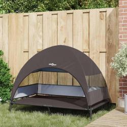 Lit pour chien surélevé avec toit amovible Marron XL Acier