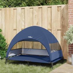 Lit pour chien surélevé avec toit amovible bleu marine XL Acier