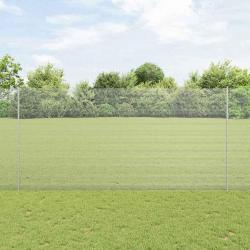 Clôture en Fil Soudé avec 22 Poteaux en U Argent 1.5x25 m Acier