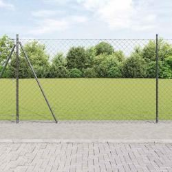 Jeu de Poteaux de Clôture Argent 25 x 1.5 m Acier galvanisé