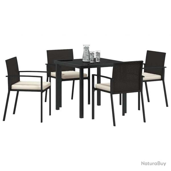 Ensemble de jardin 5 pices Noir Poly Rattan