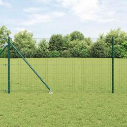 Clôture Euro avec 13 poteaux en pointe, 1,2 x 25 m, en acier galvanisé vert