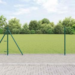 Ensemble de Clôture Set de 2 Vert Foncé Acier Galvanisé 25 x 1 m