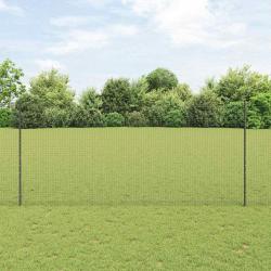 Clôture en Fil Soudé avec 22 Pieux U Gris 1,4x25 m Acier