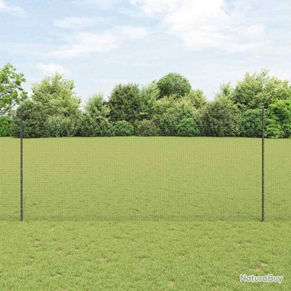 Clture en Fil Soud avec 22 Pieux U Gris 1,4x25 m Acier