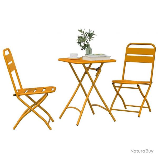 Ensemble de bistro pliable 3 pices moutarde en acier