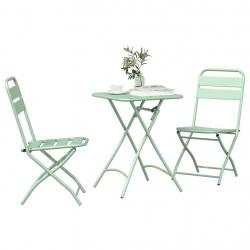 Set de Bistro Pliable 3 Pièces Vert Clair en Acier