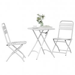Ensemble de Bistro Pliable 3 Pièces Blanc Acier