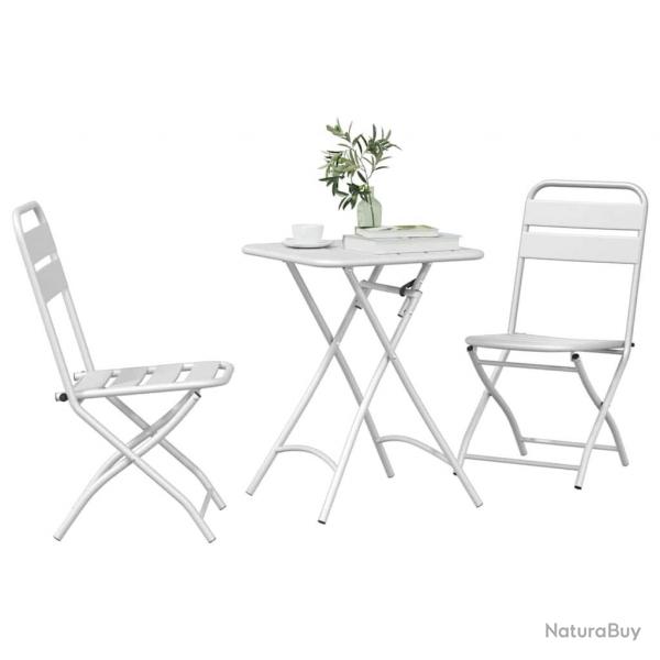Ensemble de Bistro Pliable 3 Pices Blanc Acier
