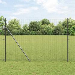 Clôture en Fil Soudé avec 13 Poteaux Gris 1.5x25 m Acier