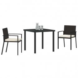 Ensemble de Salle à Manger 3 Pièces de Jardin Noir Poly Rattan