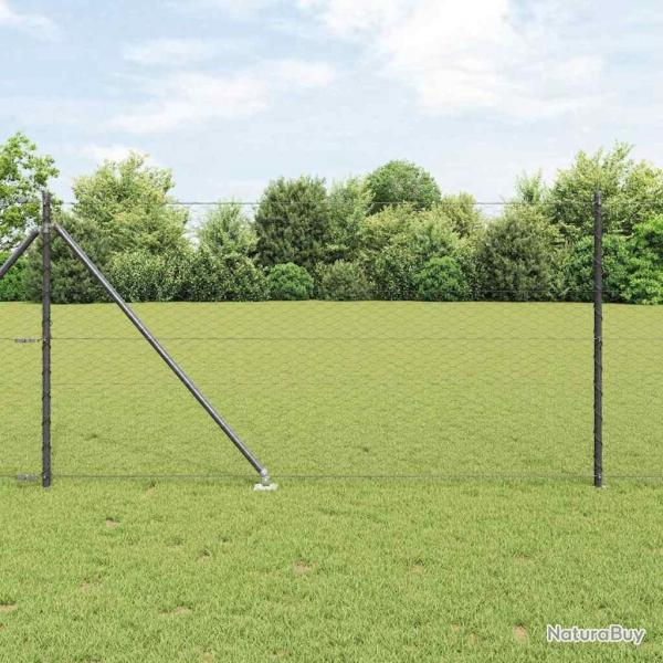 Clture  Maillons Hexagonaux avec 13 Poteaux  Piquet 1x25 m Acier Galvanis
