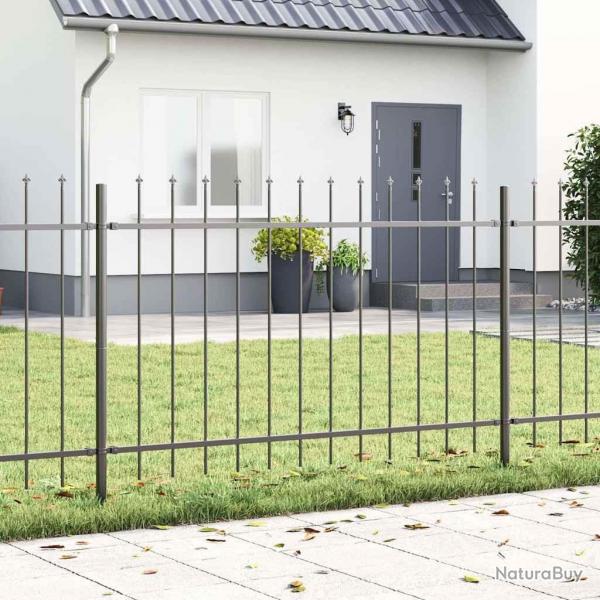 Clture de jardin Gris 5.1 x 1 m Acier enduit de poudre