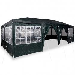 Tente de fête 12 parois vertes 8x4 m PE