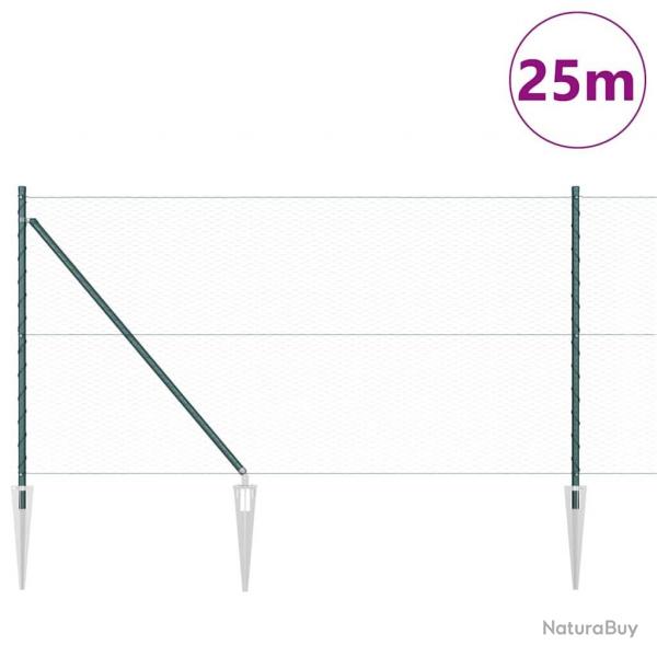 Ensemble de Clture Set de 2 Vert Fonc Mtal 25m x 1m