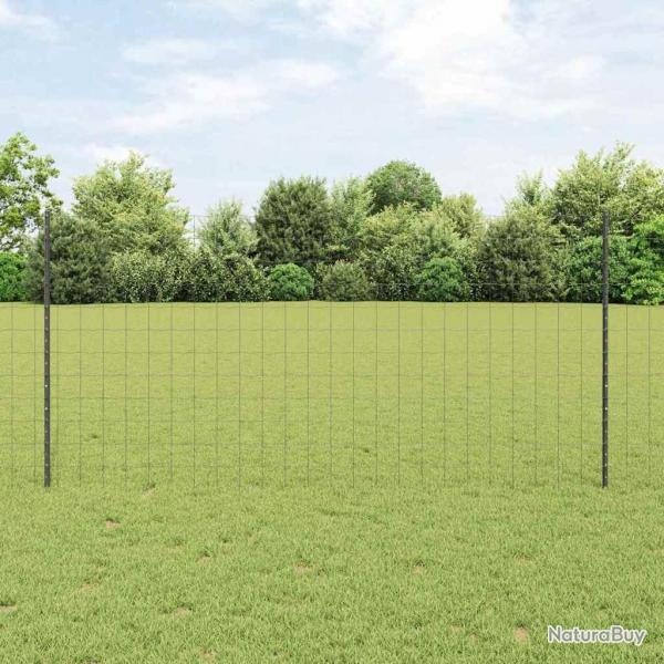 Clture Euro avec 22 poteaux gris 1,2x25 m en acier
