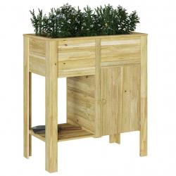Bac de jardin surélevé avec rangement, 85 x 46 x 96 cm, en bois traité de pin.