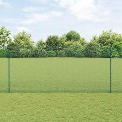 Clôture en fil soudé avec 11 poteaux en U vert 1.4x25 m en acier