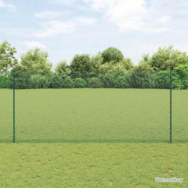 Clture en fil soud avec 11 poteaux en U vert 1.4x25 m en acier
