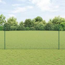 Clôture en Fil Soudé avec 11 Piquets en U Verte 1.4x25 m Acier