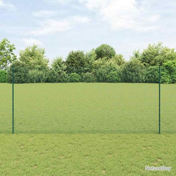 Clture en Fil Soud avec 11 Piquets en U Verte 1.4x25 m Acier