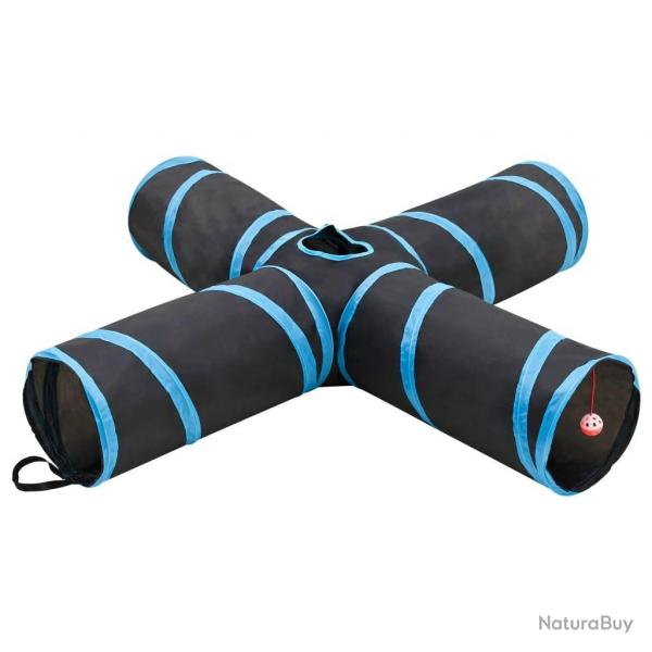 Tunnel pour chats  4 voies Noir et bleu 132 cm Polyester