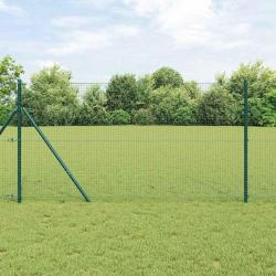 Clôture en fil soudé avec 13 poteaux Vert 1x25 m Acier