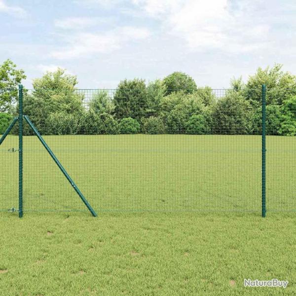 Clture en fil soud avec 13 poteaux Vert 1x25 m Acier