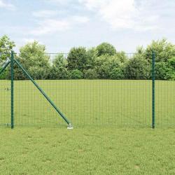 Ensemble de poteaux de clôture avec piquets 13 pcs Vert